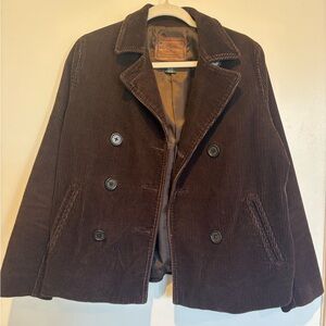 Women’s Lauren Ralph Lauren Chocolate Corduroy Double Breasted Pea Coat